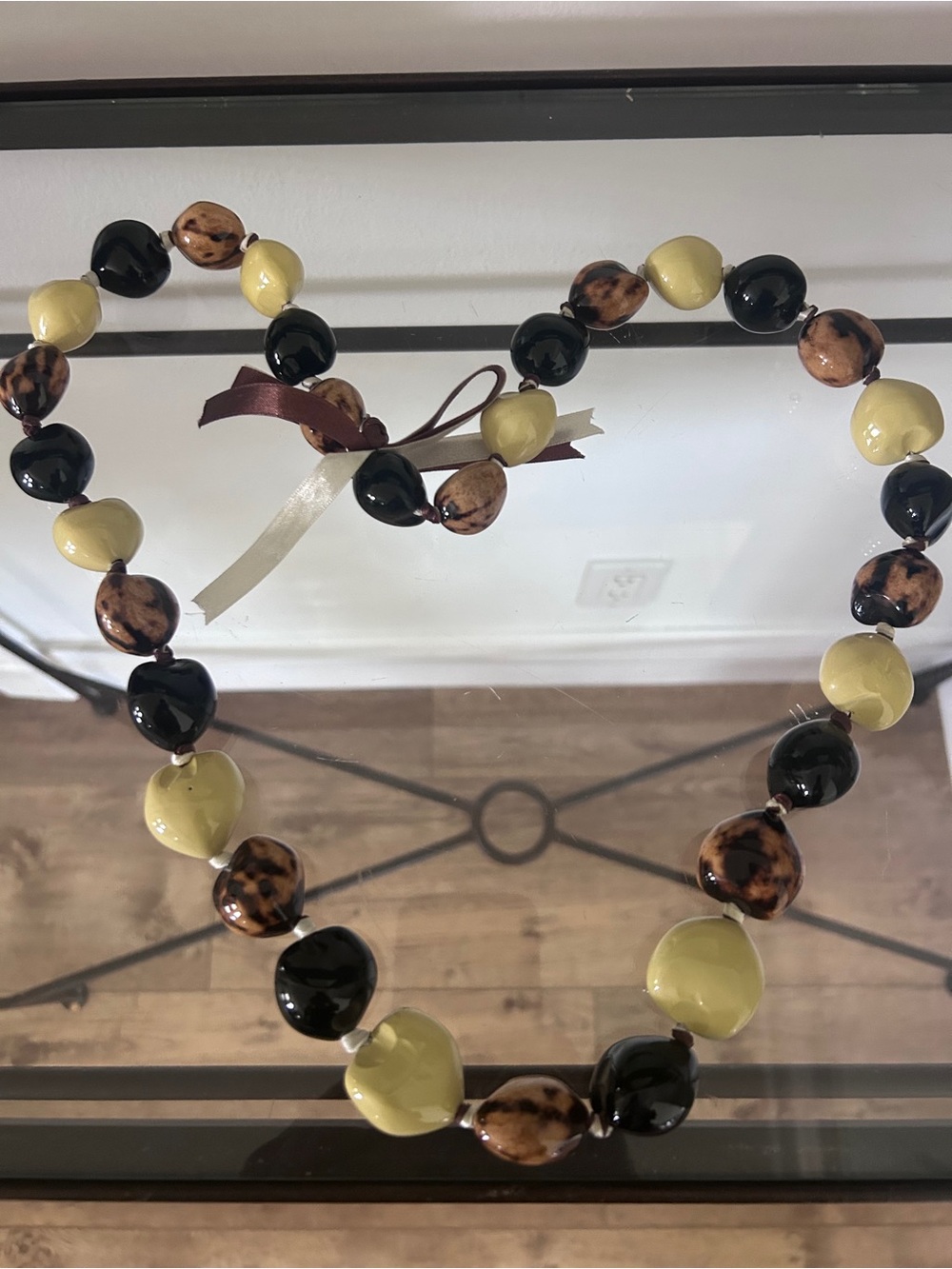 Hawaiian kukui tree nut necklace in ivory and browns